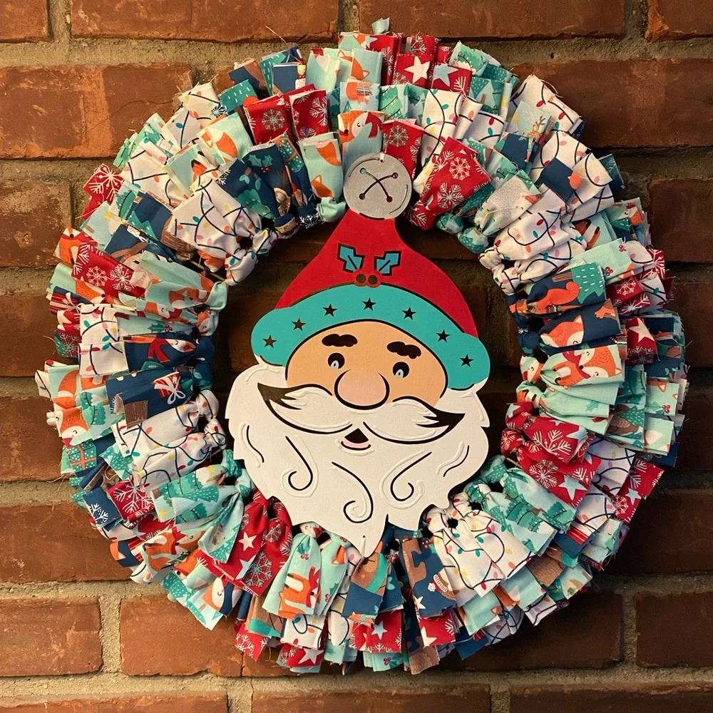 Christmas Rag Wreath Santa Clause